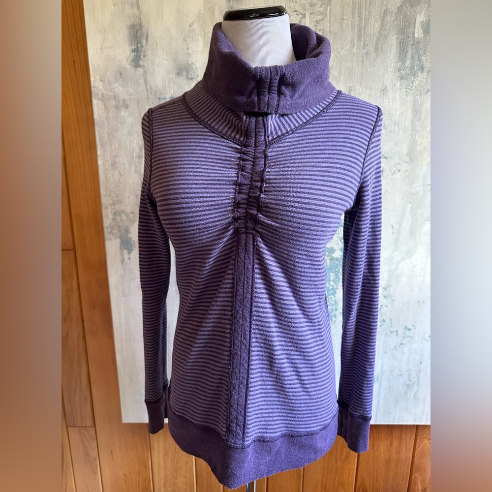 lululemon athletica Purple Striped Funnel Neck Pullover